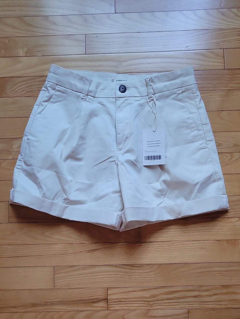 Everlane Cream High-Rise Chino Bermuda Shorts